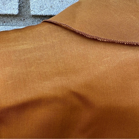 Jackie Rogers Copper Rust Silk Blouse Jacket Tie Front Waist Flare Sleeve 80s 90 - Picture 5 of 10